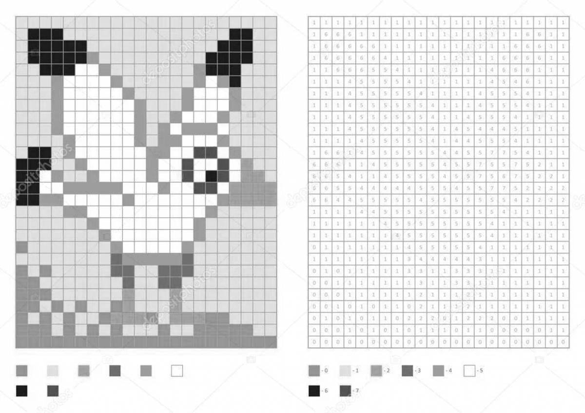 Attractive coloring page pixel numbers