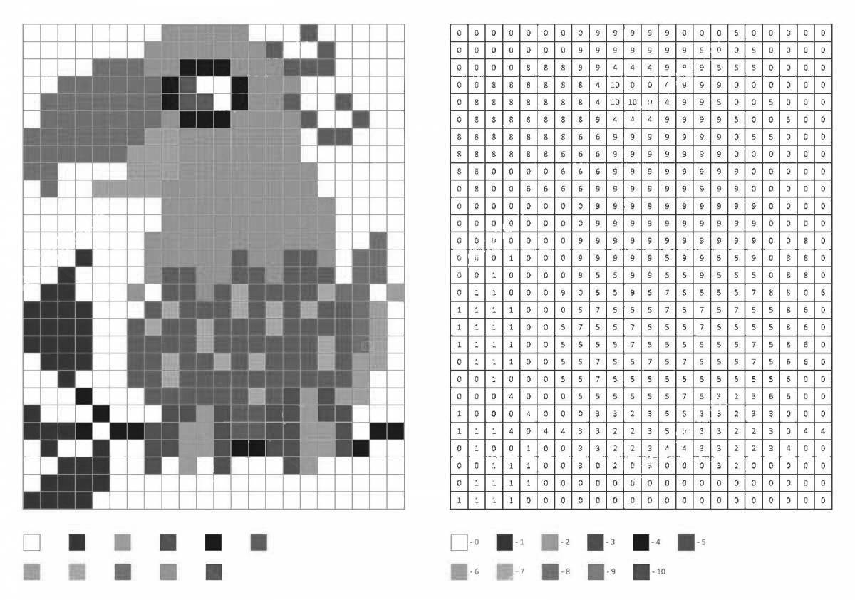 Игривая раскраска с номерами пикселей