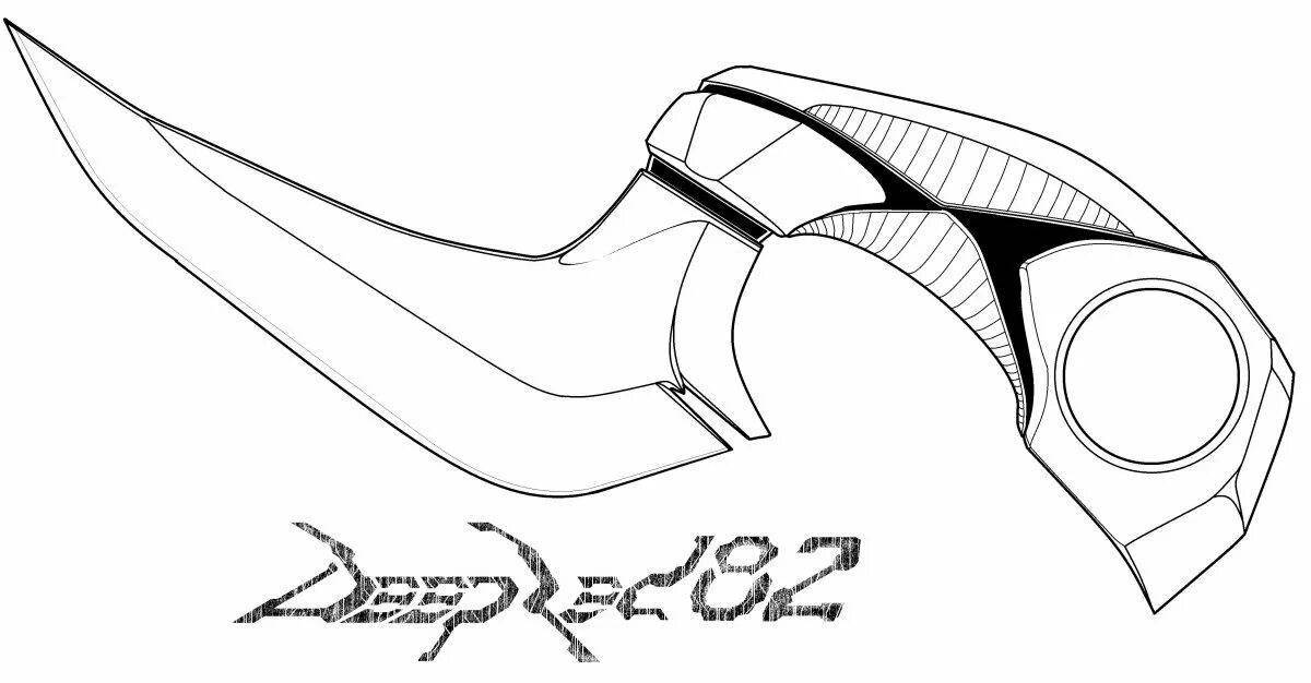 Bright karambit knife coloring page from standoff 2