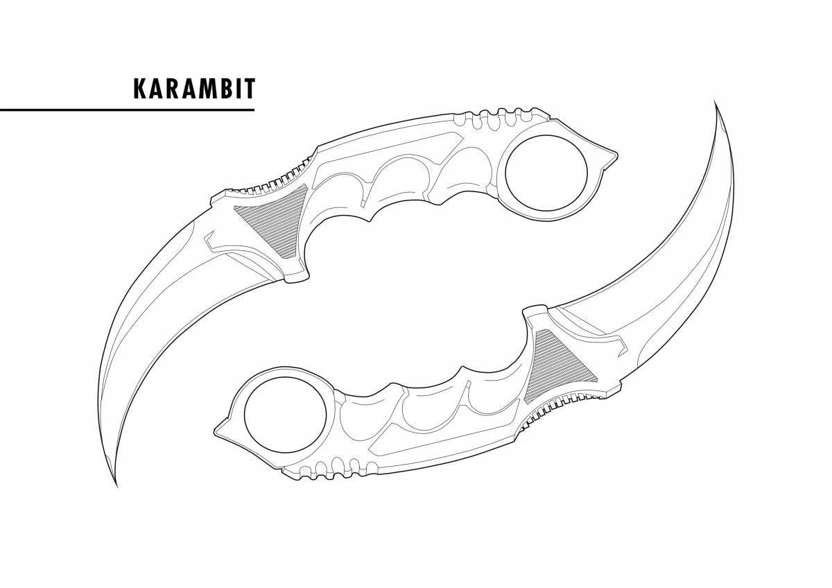 Colorful karambit knife coloring page from standoff 2