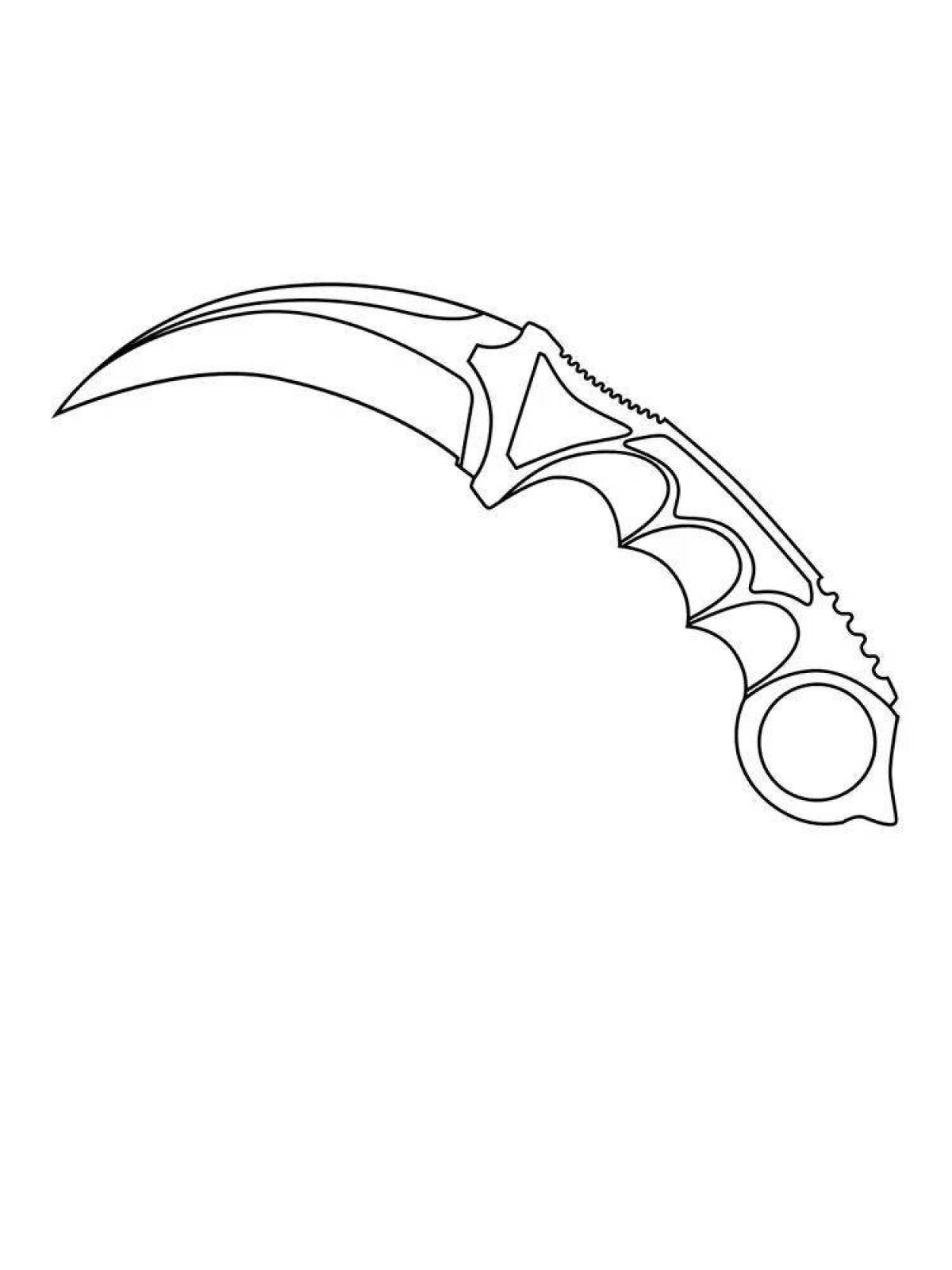 Colorfully painted karambit knife coloring from the game standoff 2