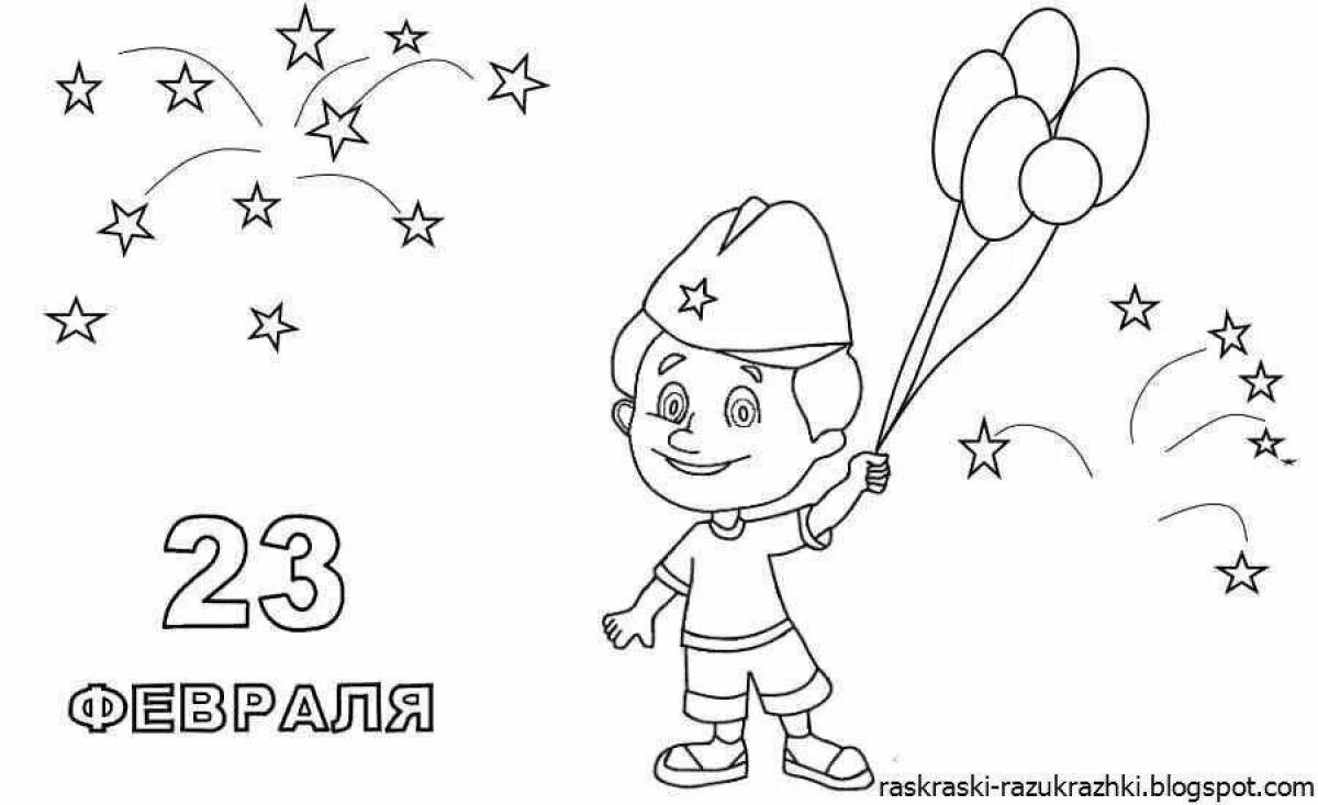 Creative coloring for February 23 in kindergarten