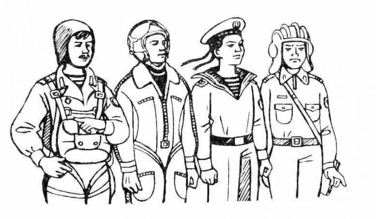 Radiant coloring page drawing for homeland defense