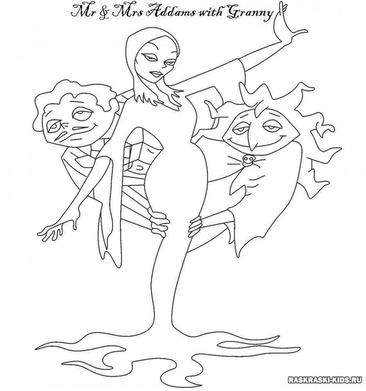 Playful addams coloring page