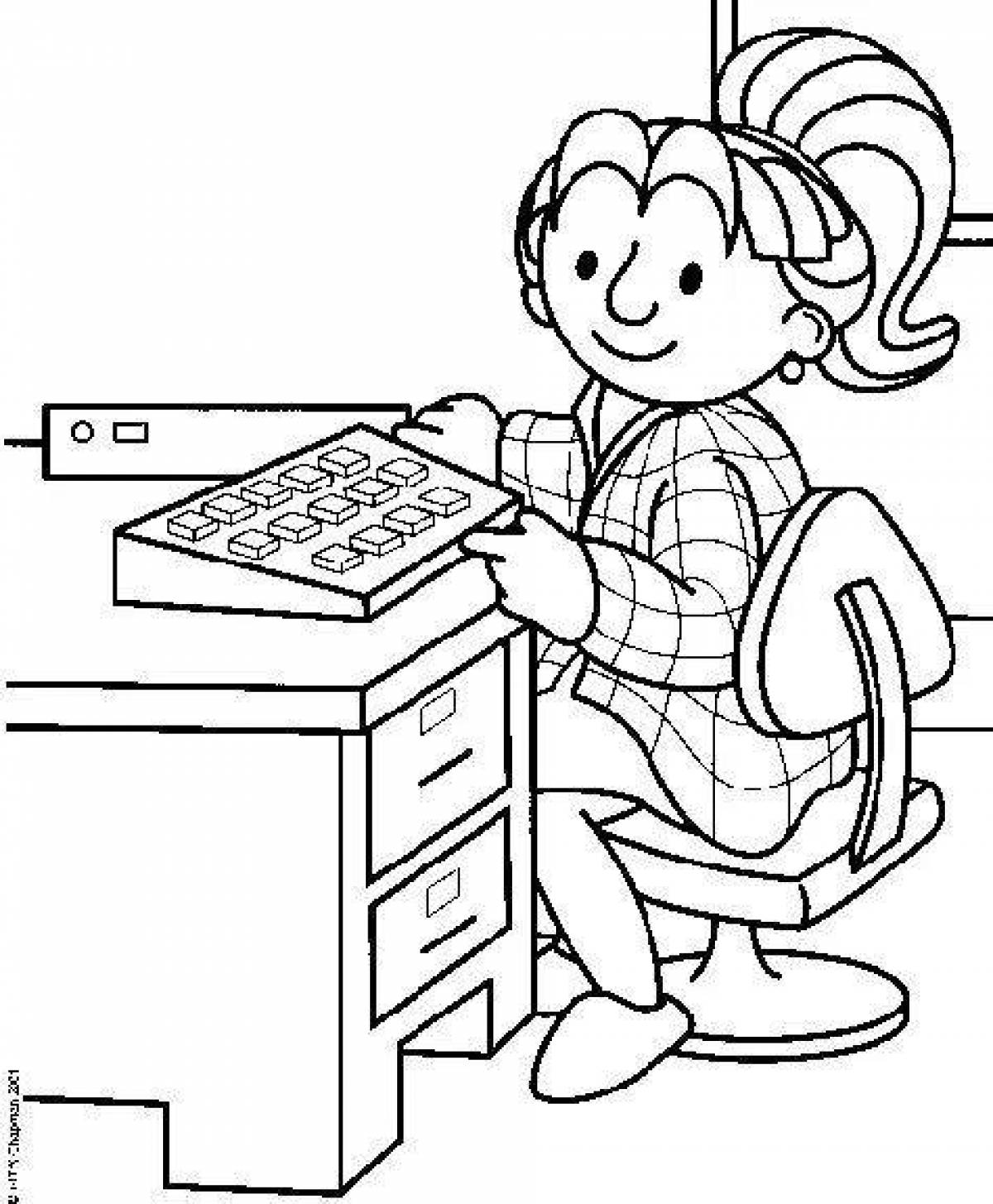 Coloring book cheerful accountant