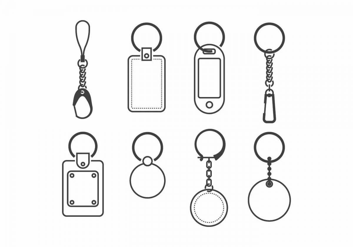 Playful keychain coloring page