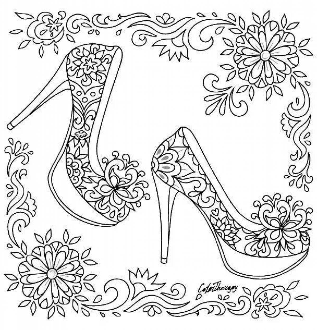 Coloring book cool shoes