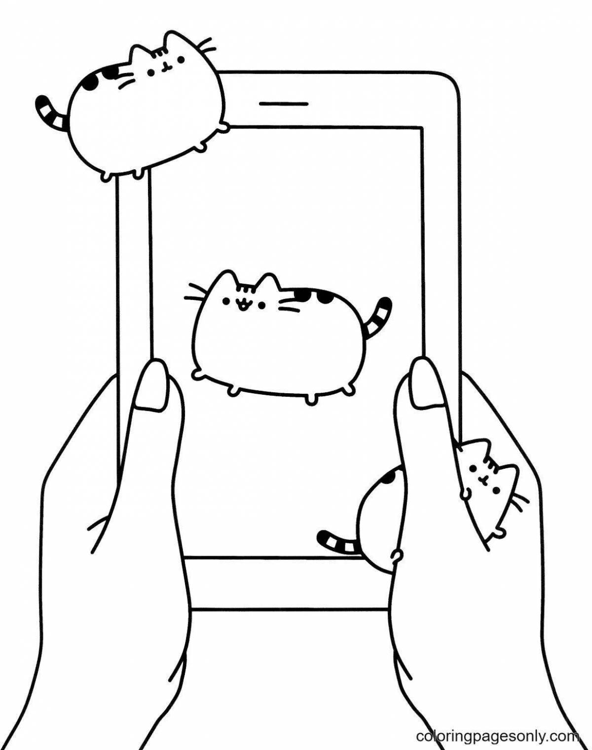 Vibrant pusheen coloring page