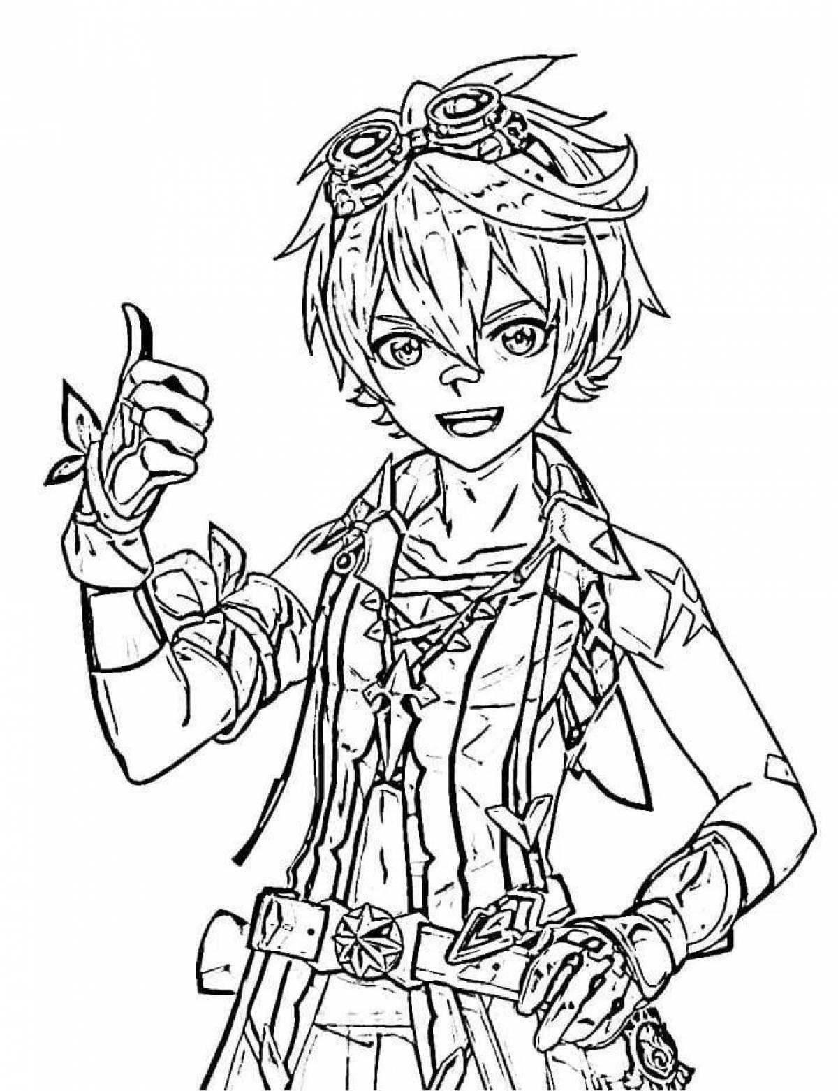Coloring page cheerful genshin