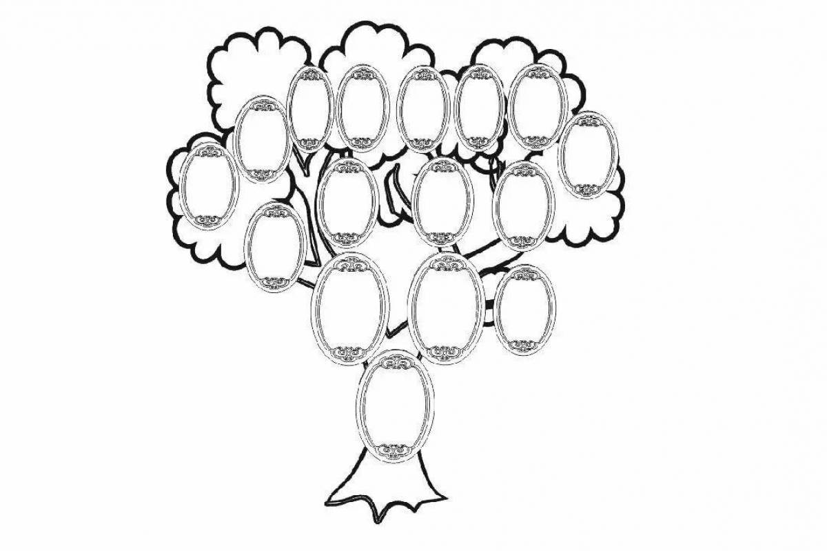 Glitter family tree coloring page