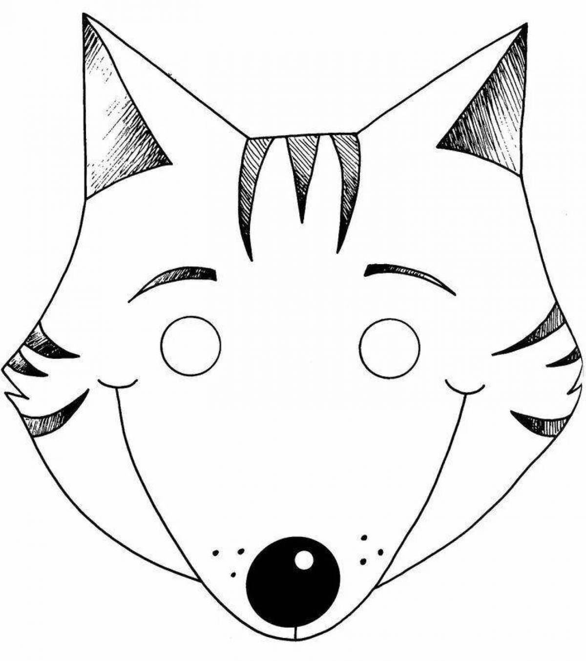 Coloring book funny fox mask