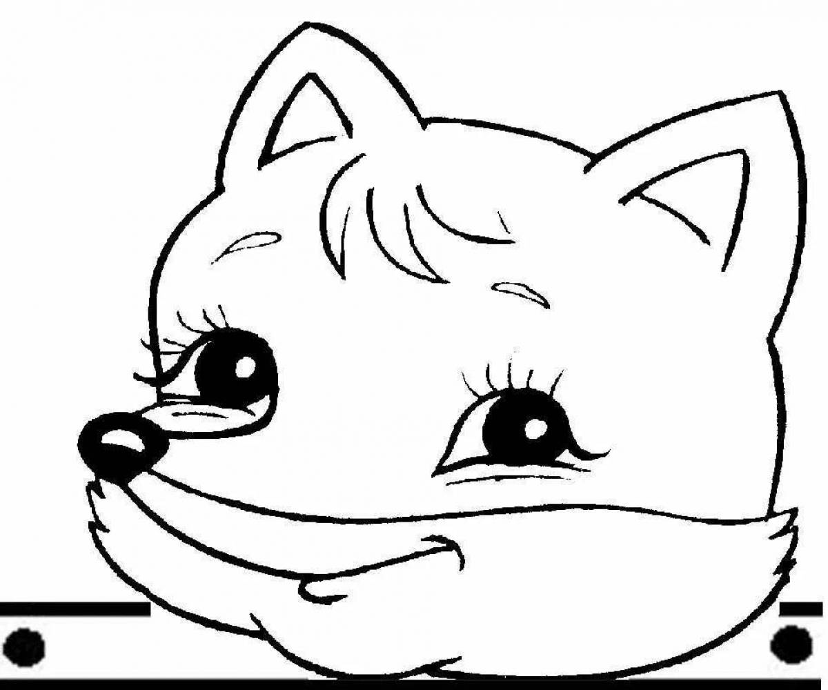 Coloring page adorable fox mask