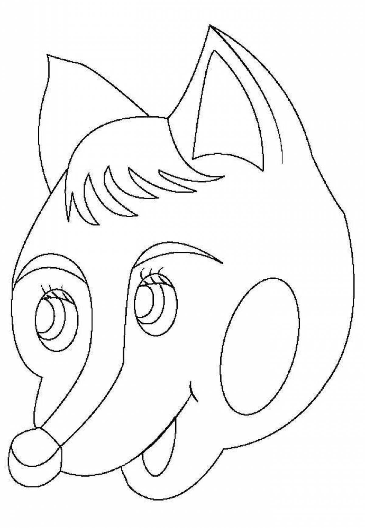 Cute fox mask coloring page