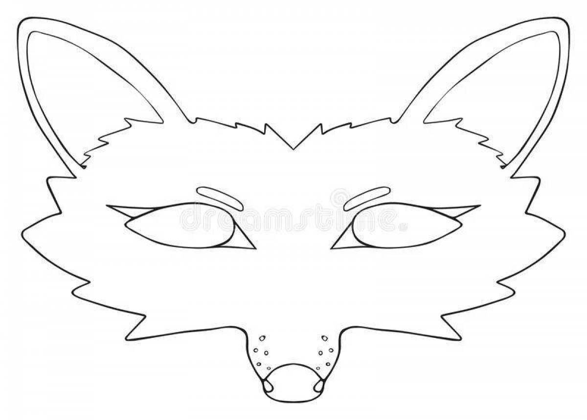 Colorful explosive fox mask coloring page