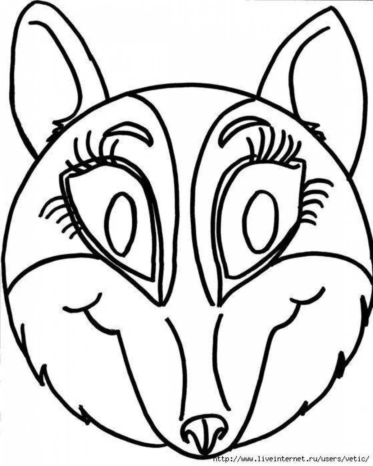 Color-fantastic fox mask coloring page