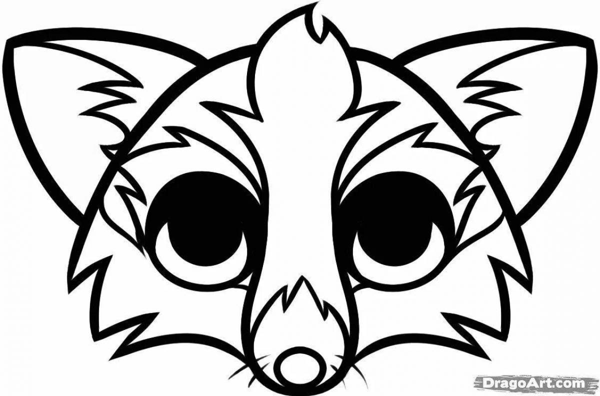 Color-fantasticly fox mask coloring page