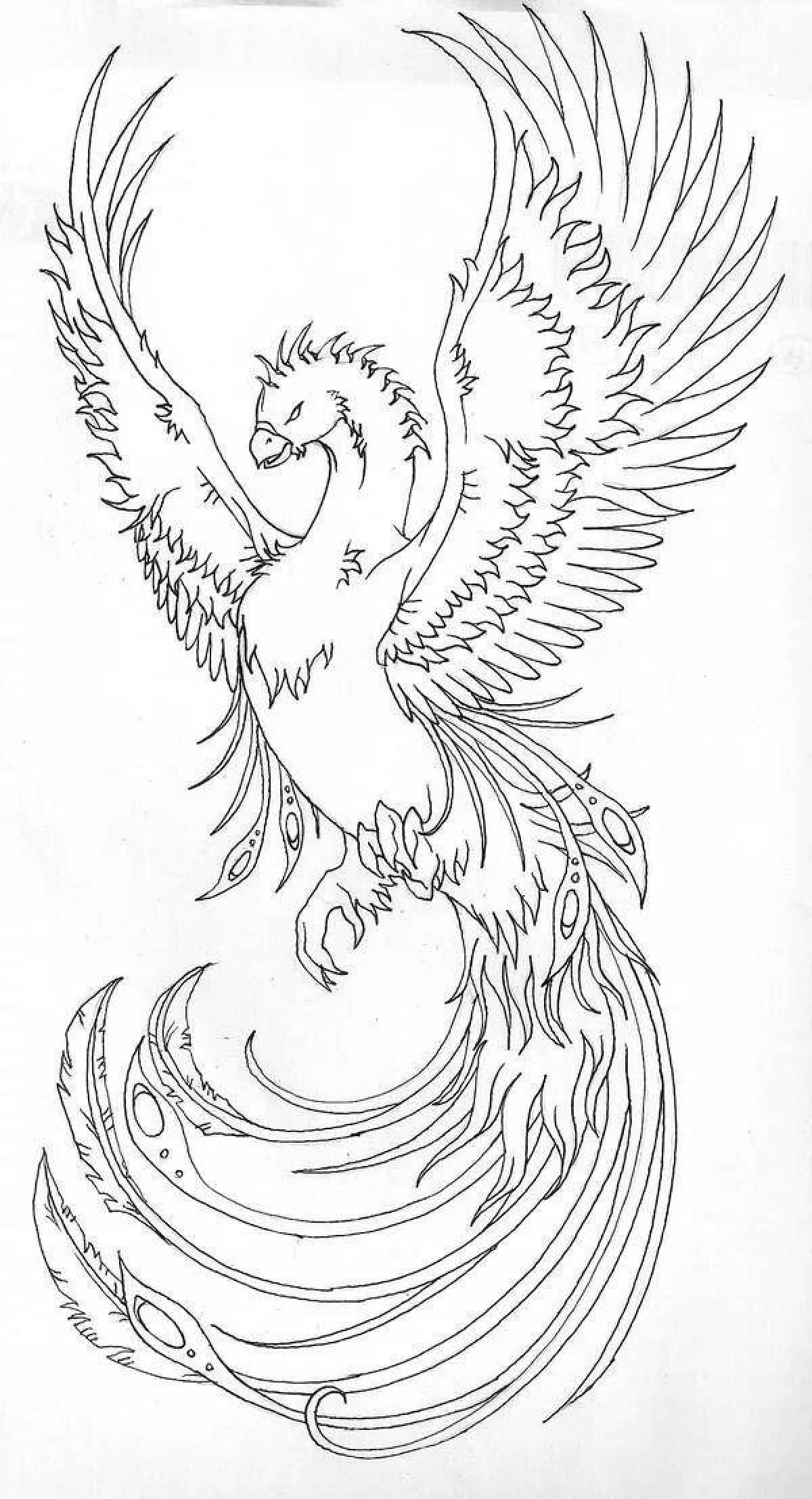 Glorious phoenix coloring page