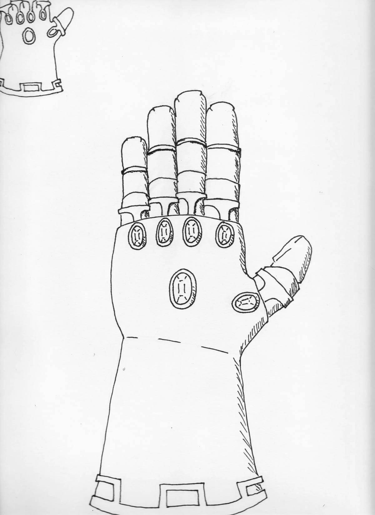 Яркая раскраска перчатка таноса
