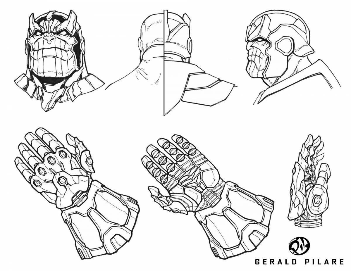 Radiantly coloring page glove of thanos