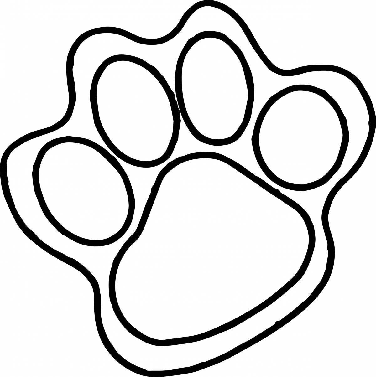 Adorable cat paw coloring page