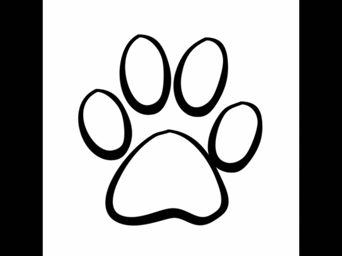 Coloring book funny cat's paw