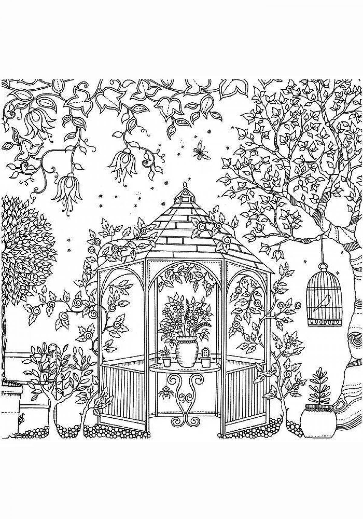 Elegant secret garden coloring book