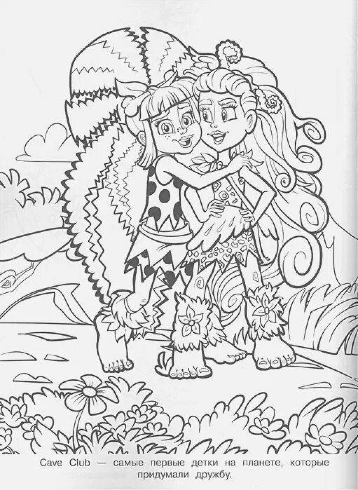 Colourful cave club coloring page