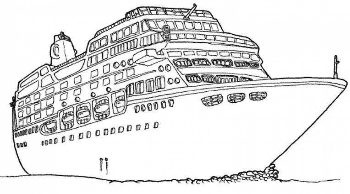 Luxury cruise ship coloring page