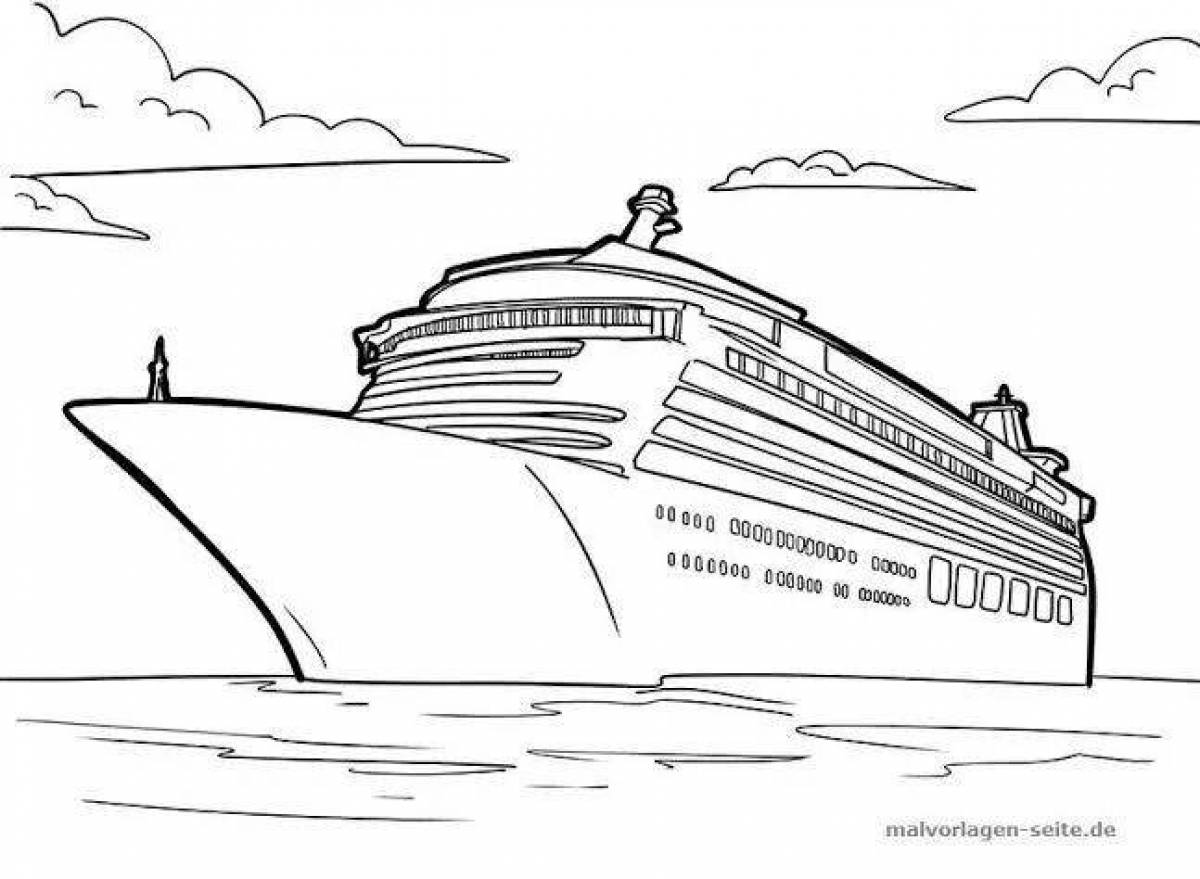 Impressive cruise ship coloring page