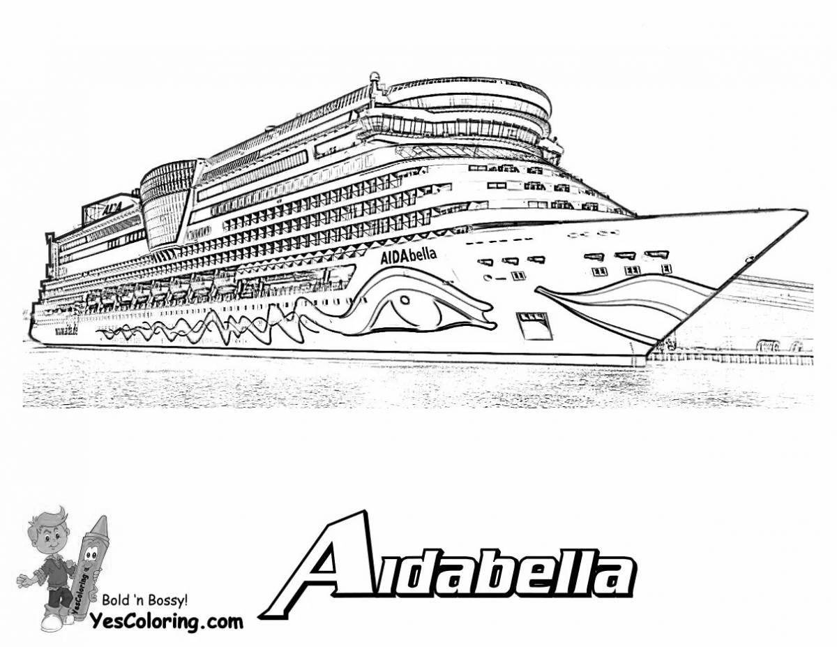 Immaculate cruise ship coloring page