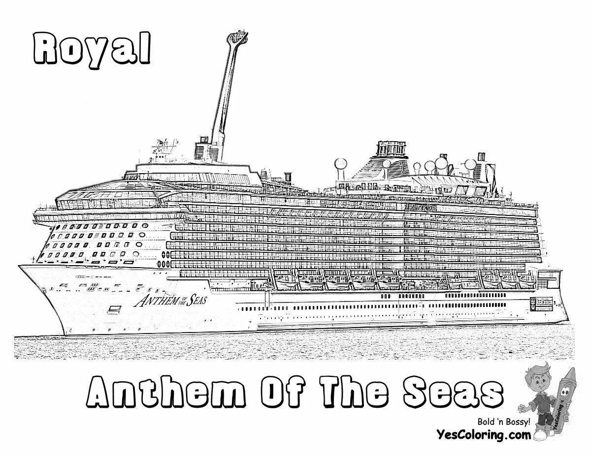 Exquisite cruise ship coloring page