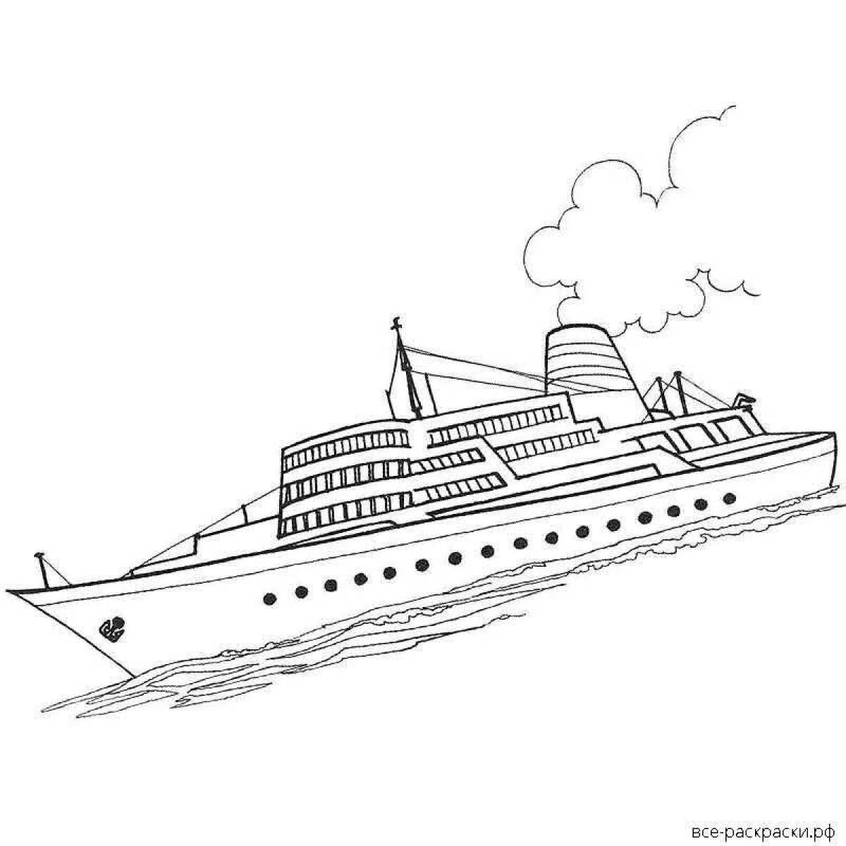 Glamorous cruise ship coloring page