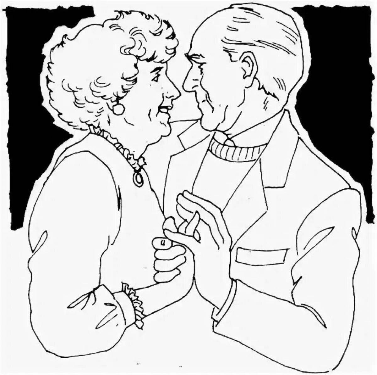 Раскраска бабушка и дедушка