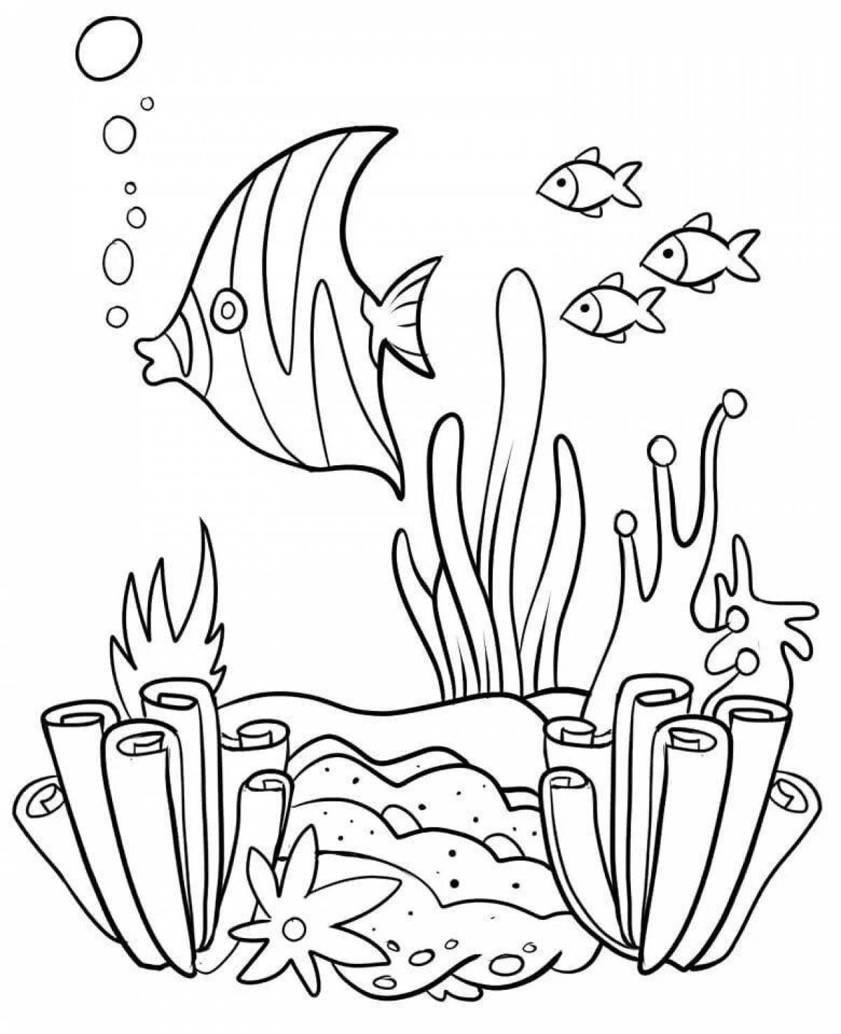 Коралловые рыбки раскраска
