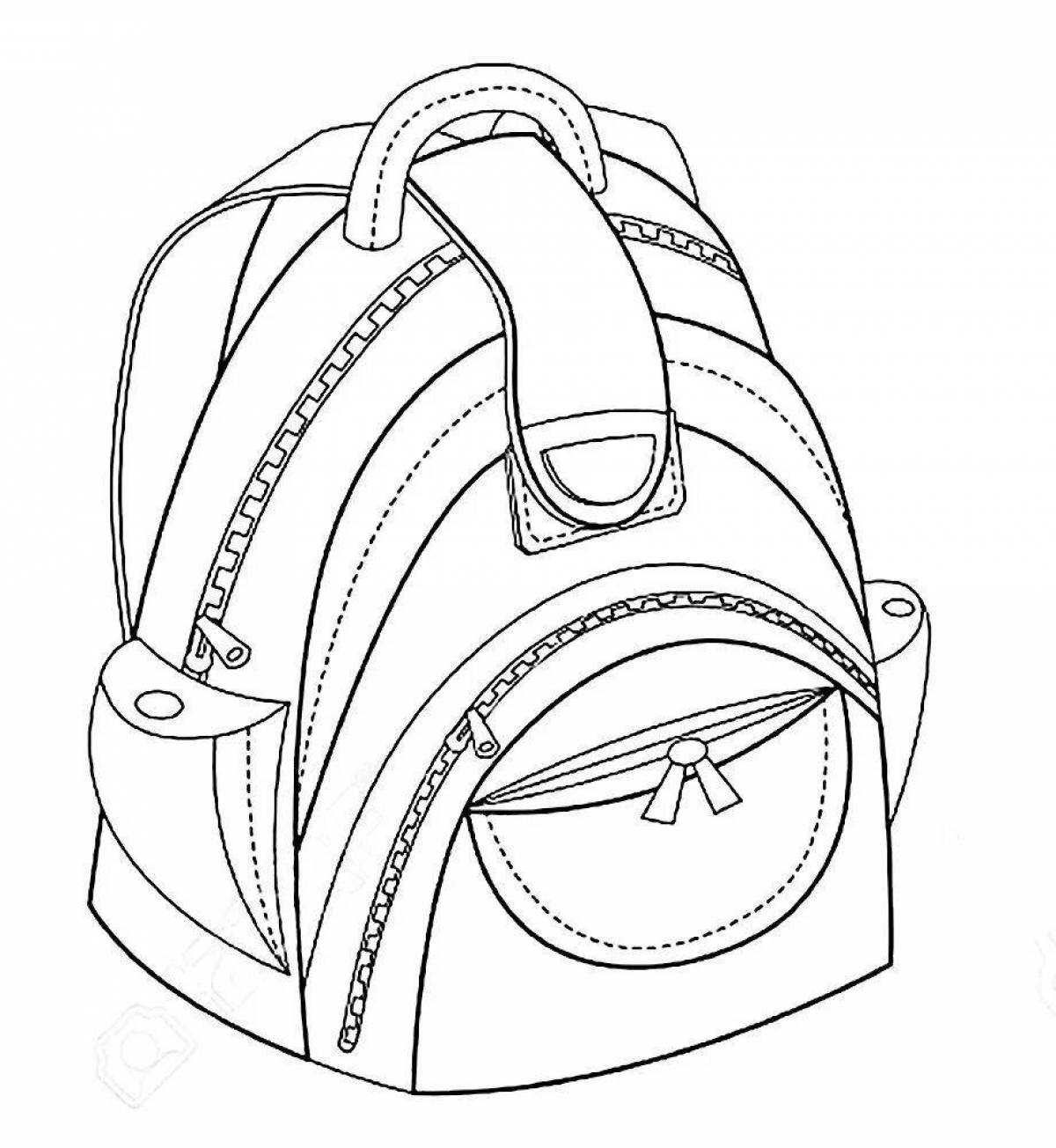 Colourful school bag coloring page