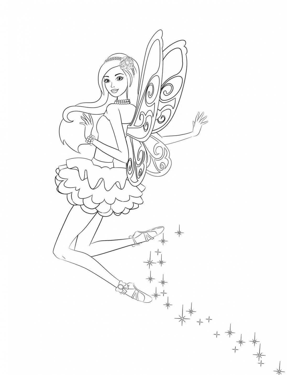 Coloring book shining fairy barbie