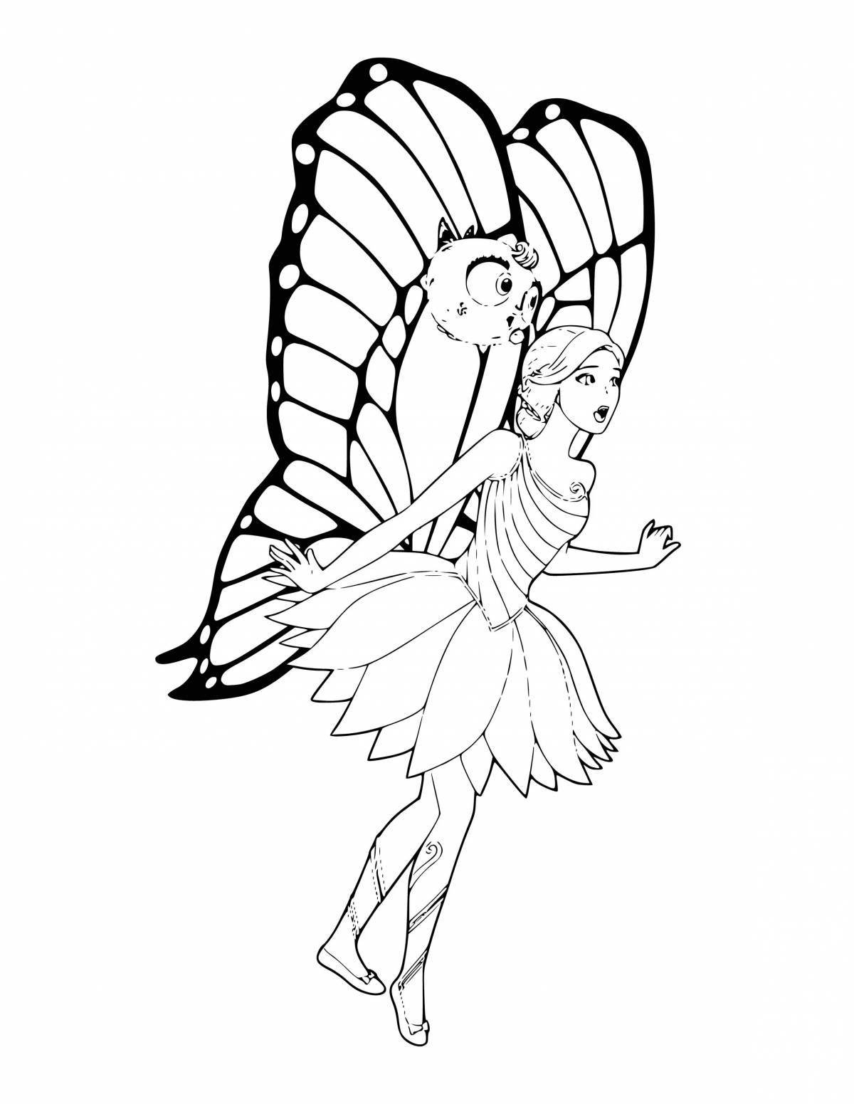 Awesome fairy barbie coloring page