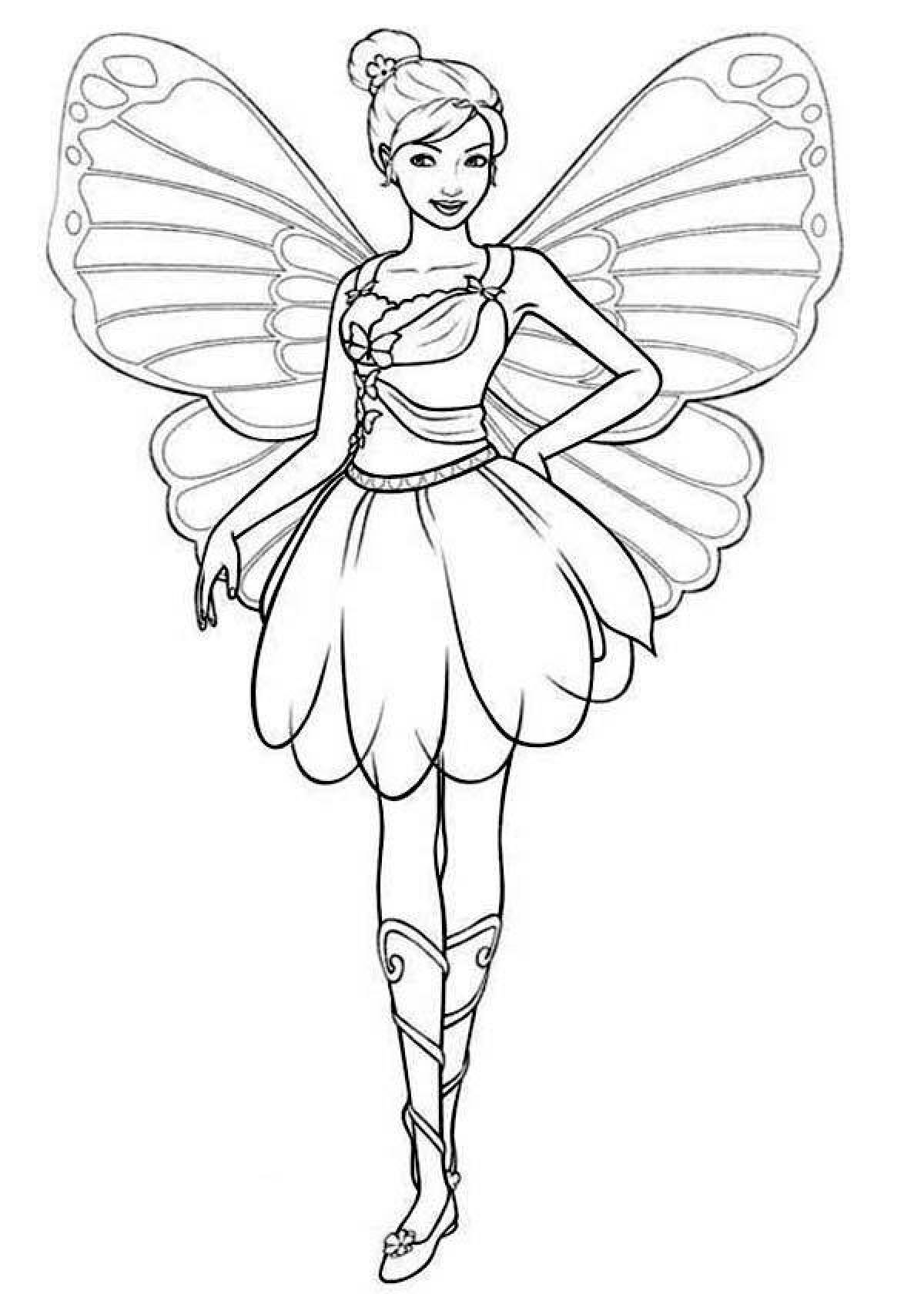 Coloring book charming fairy barbie