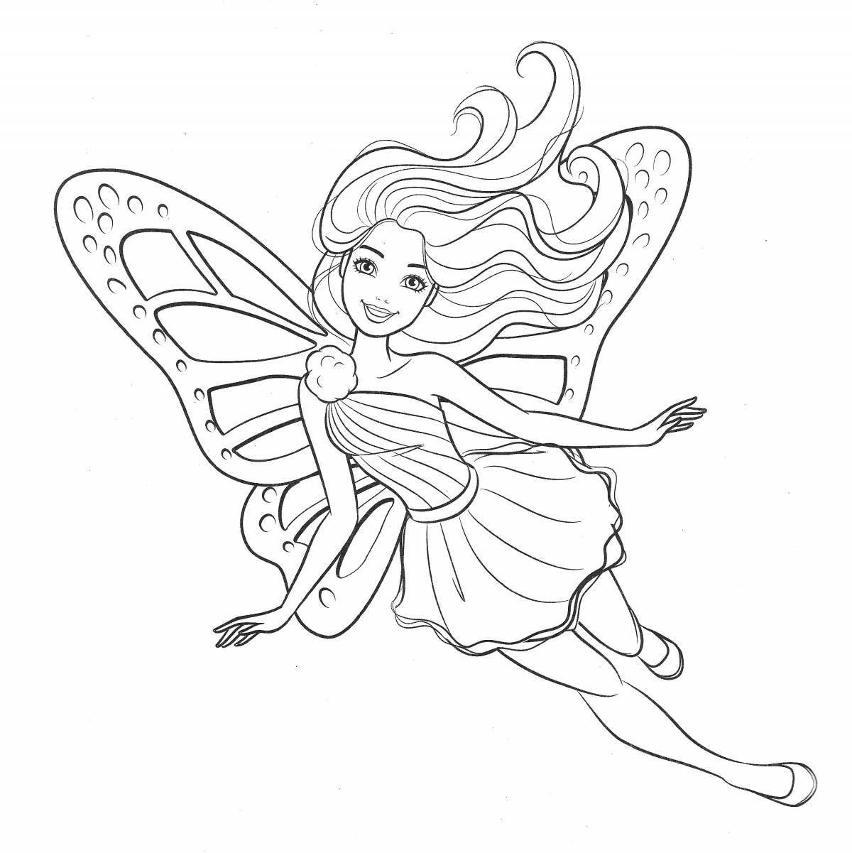 Coloring funny fairy barbie