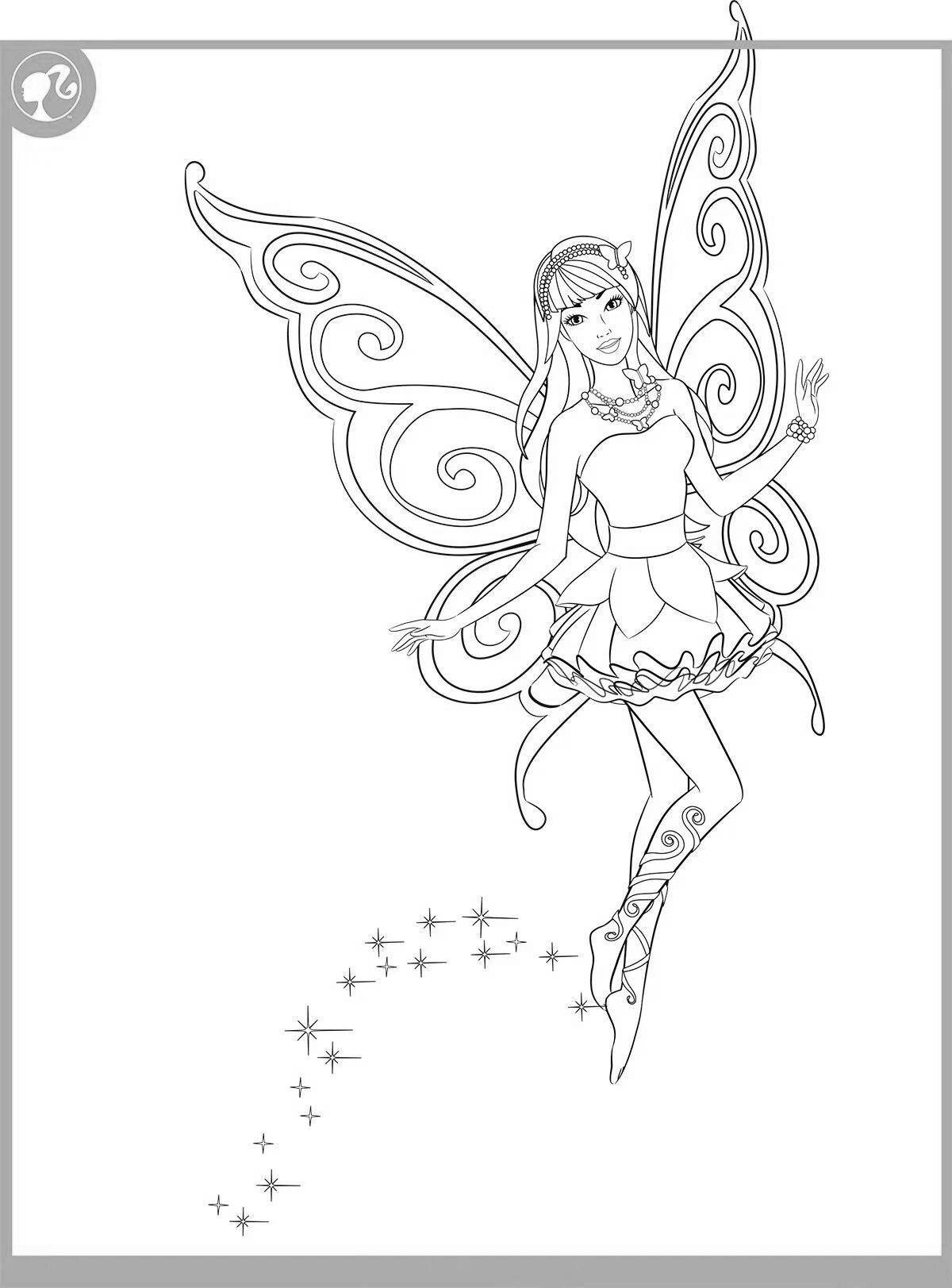 Mystical fairy barbie coloring book