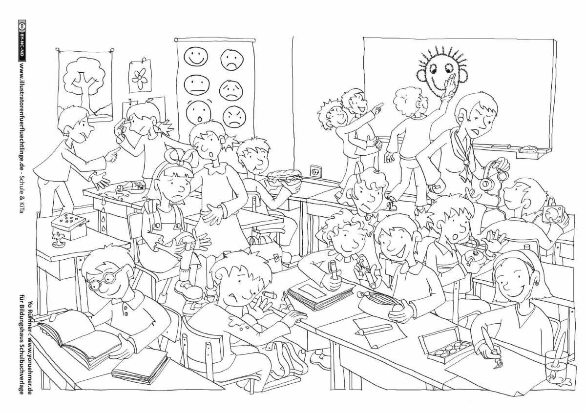 Coloring page in the classroom