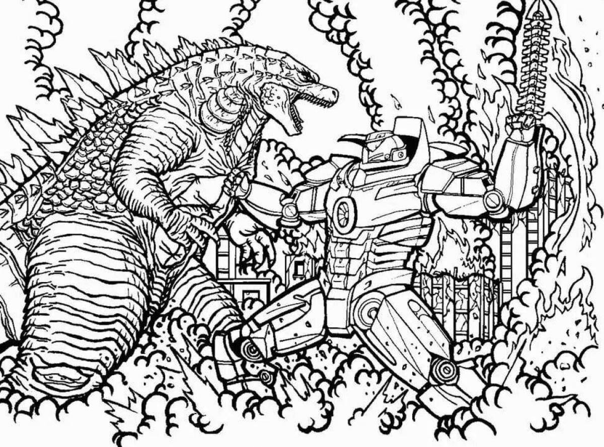 Godzilla majestic robot coloring page