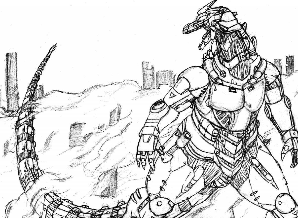 Godzilla shiny robot coloring page