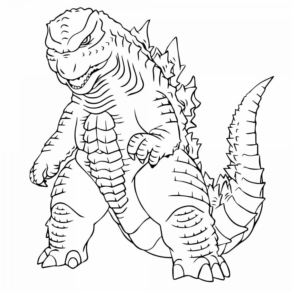 Godzilla adorable robot coloring page