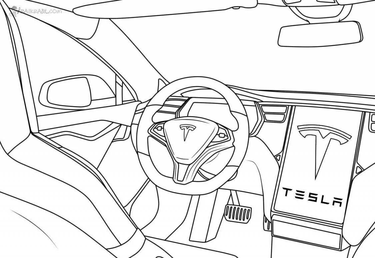 Tesla wild car coloring page
