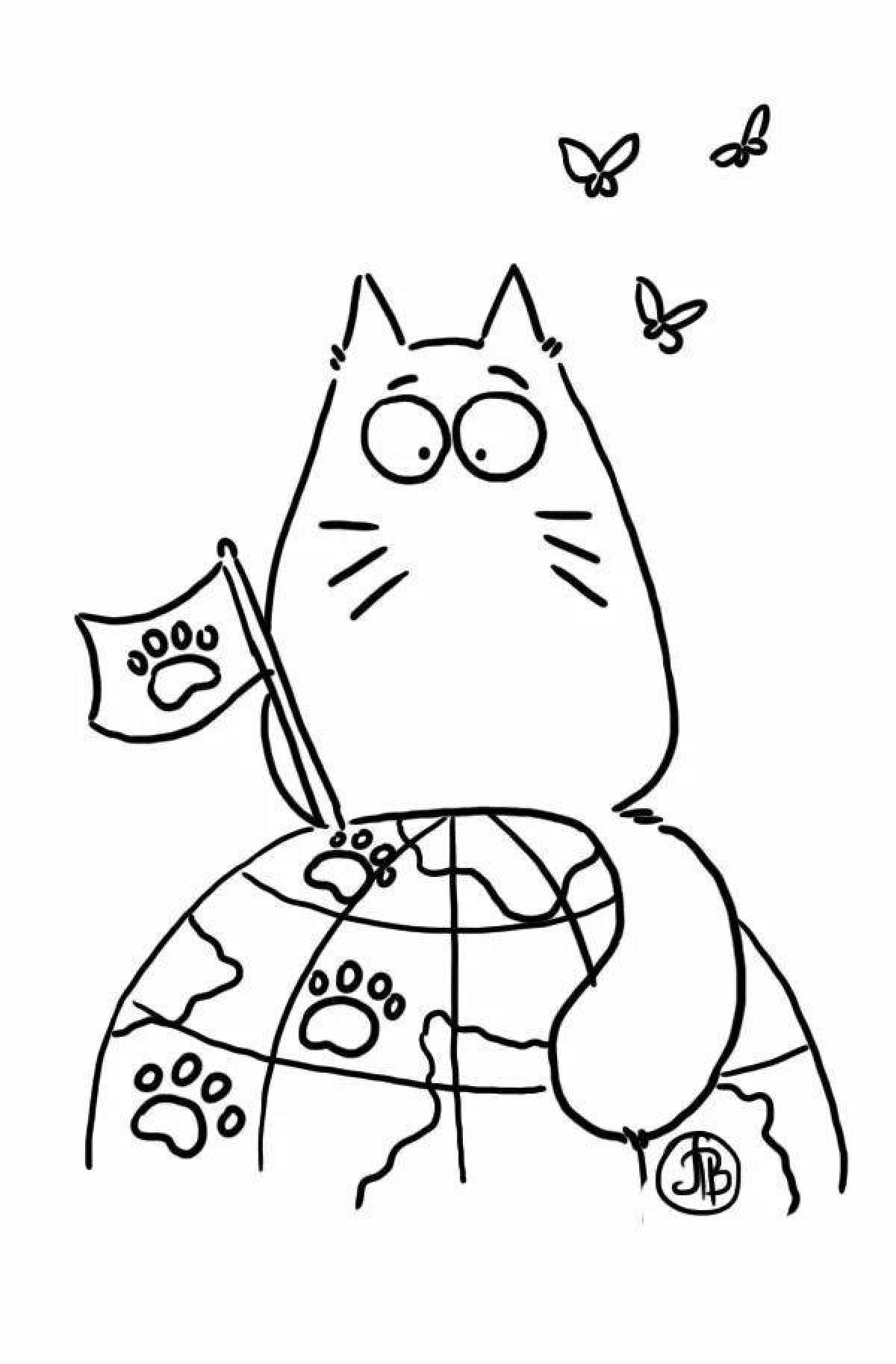 Adorable coloring book funny cats