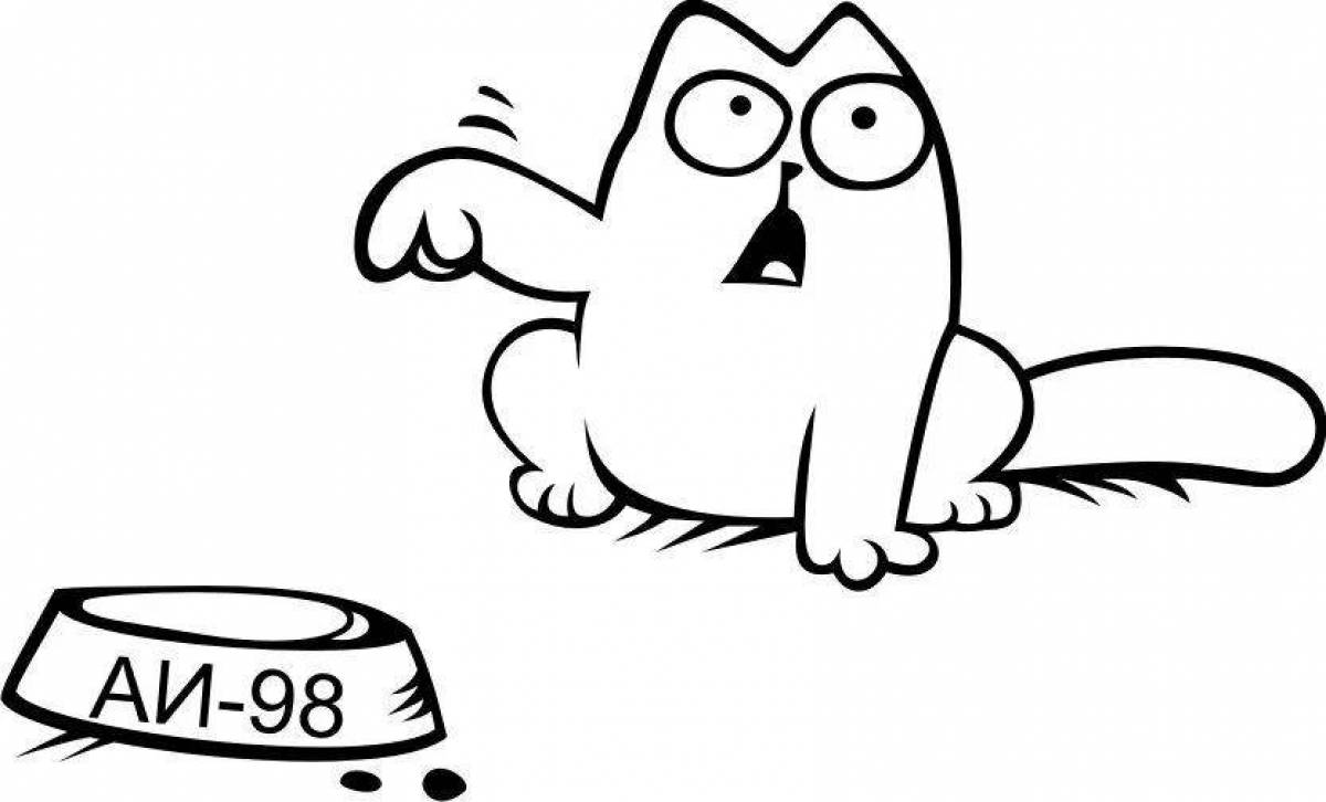 Naughty funny cat coloring pages