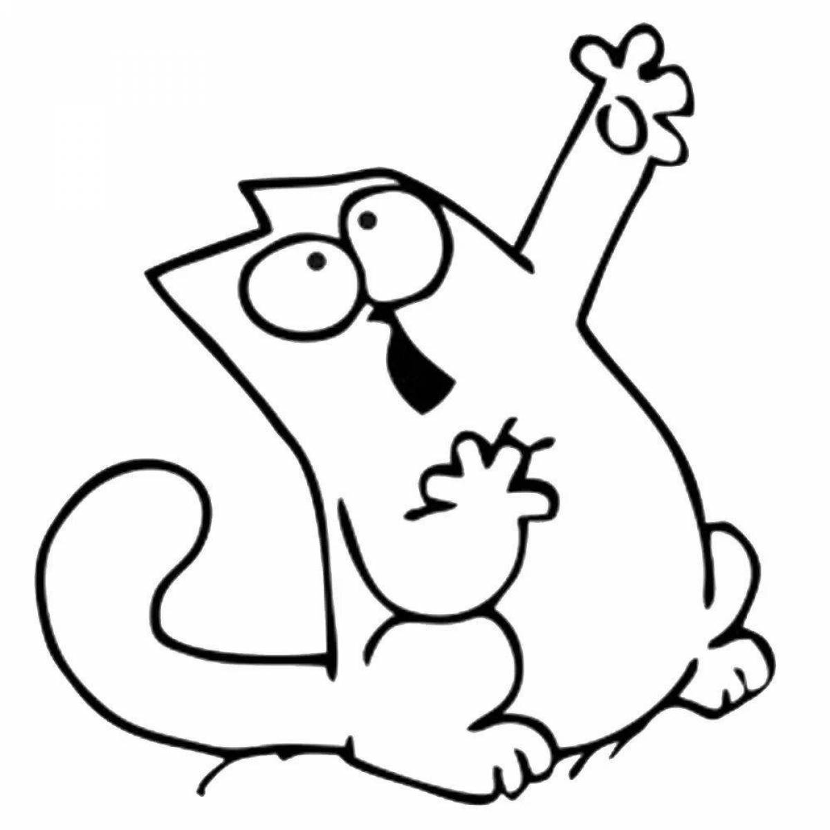 Silly funny cat coloring pages