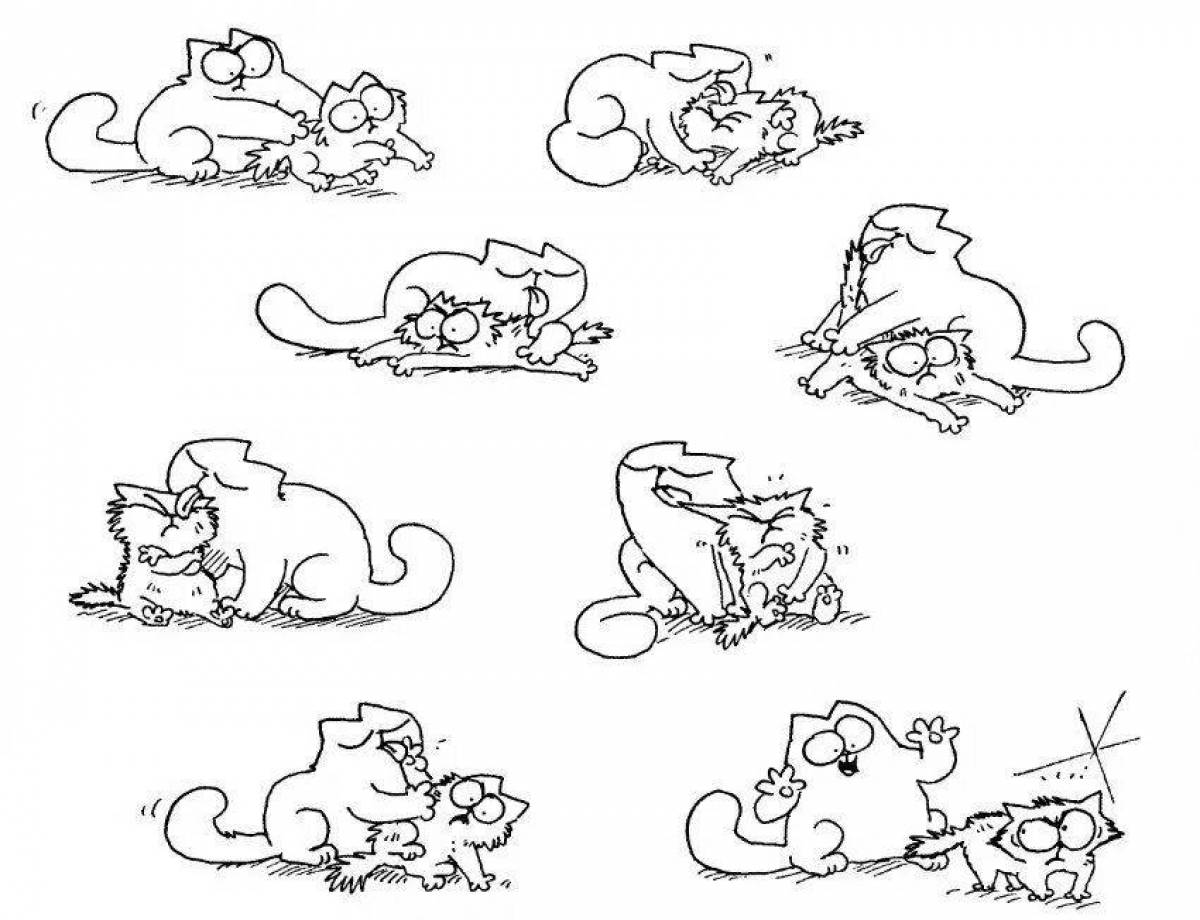 Animated coloring funny cats