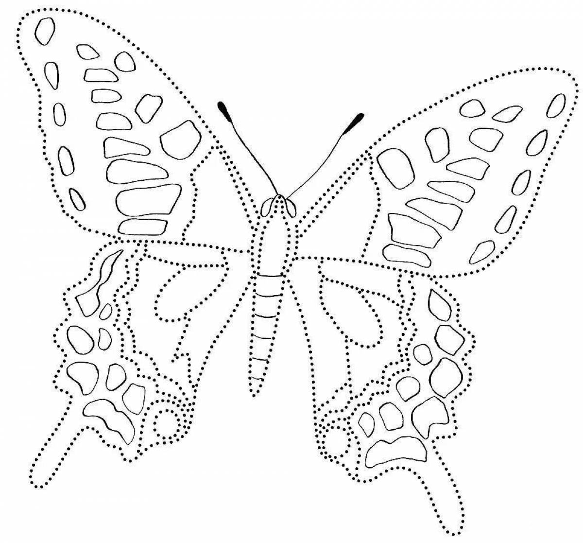 Coloring book exotic butterfly